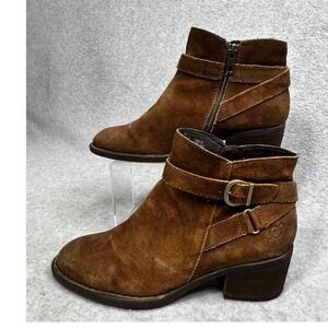 Born Binghamton Ankle Boots Women's 8M Brown Distressed Leather Suede‎ Booties